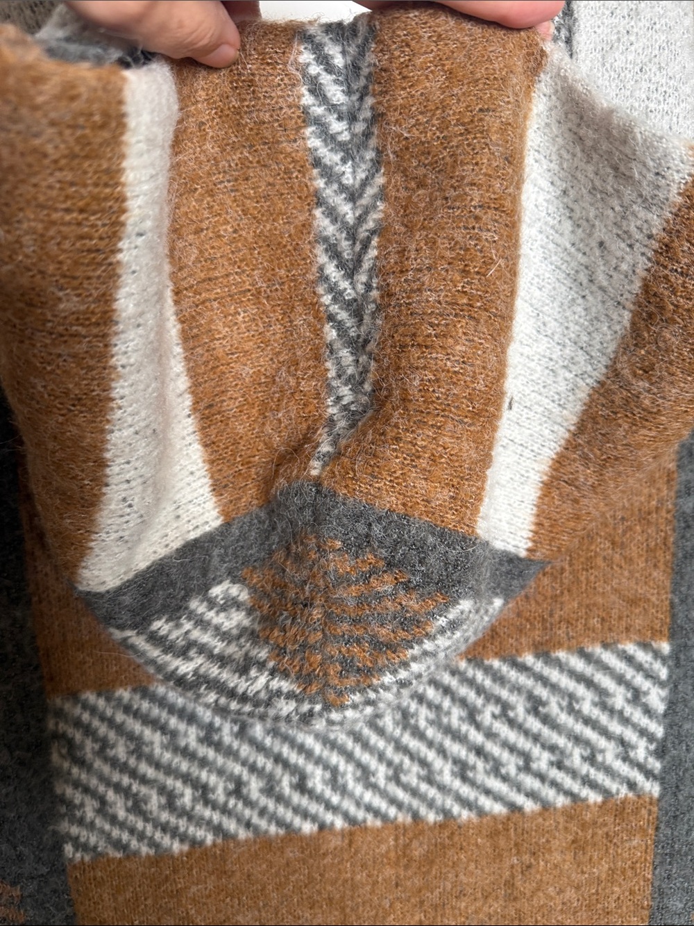 Natural Reflections Hooded Open-Front Cardigan in Brown, Gray & Cream - Picture 11 of 13